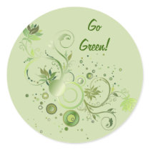 Green Swirls Round Sticker