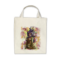 Green Tea Geisha Organic Grocery Tote Canvas Bags