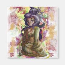 Green Tea Geisha Square Magnet