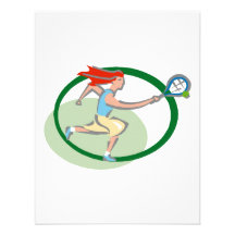 Green tennis girl custom announcements