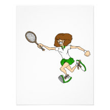 Green tennis girl personalized invites