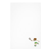 Green tennis girl personalized stationery