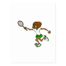 Green tennis girl post card