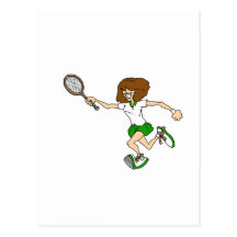 Green tennis girl post cards