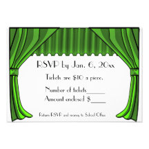 Green Theatre Curtains RSVP Card Custom Invitation