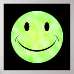Green Tie Dye Smiley Face Poster