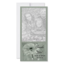 Green Tinted Daisy Wedding Thank You Photo Greeting Card