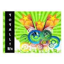 green totally 80's retro  party Invitation