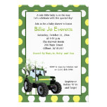 Green Tractor Baby Shower 5x7 Invitation invitations