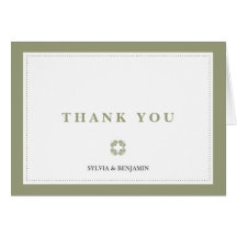 Green traditional border simply thank you note greeting card