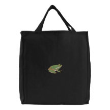 Green Tree Frog Embroidered Bags