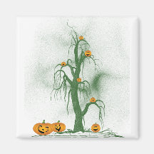 Green Tree Halloween Magnets