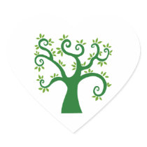 Green Tree Heart Sticker