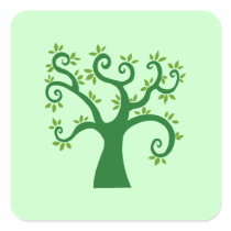 Green Tree Square Stickers