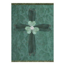 Green Trefoil Cross Personalized Invites