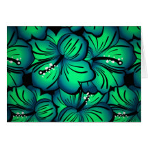 Green Tropical Hibiscus Flower design Card