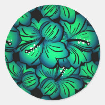Green Tropical Hibiscus Flower design Stickers