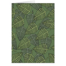Green Tropical Leaves on Dark Green. Greeting Card