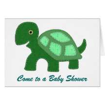 Green Turtle Applique Baby Shower Card