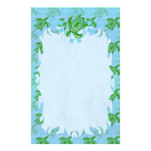 Green Turtle Flame Stationery