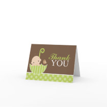 Green Umbrella Thank You Greeting Card