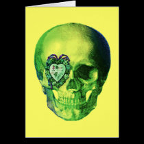 Green Valentine Skull cards