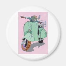 Green Vespa Refrigerator Magnets