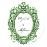 Green Vintage Frame Monogrammed Stickers