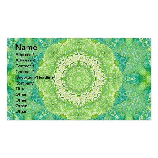 Green Watercolor Fractal Mandala Business Card