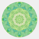 Green Watercolor Fractal Mandala Stickers