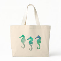 Green Watercolor Seahorses Bags