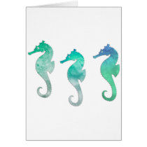 Green Watercolor Seahorses