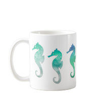 Green Watercolor Seahorses Mugs