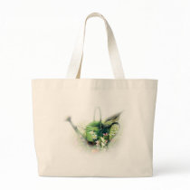 green watering can with bird tote bags