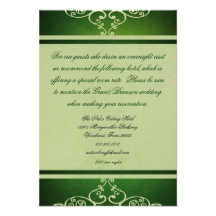 Green Wedding Custom  Accommodations Card
