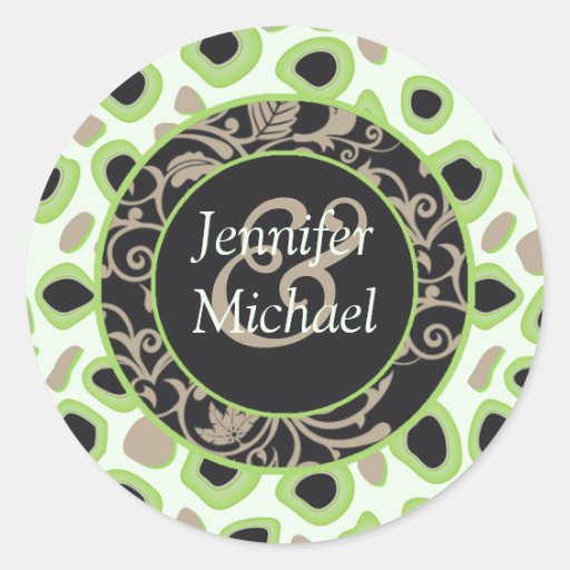 Green Wedding Favour Labels Round Stickers