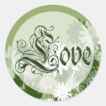 Green Wedding Floral Love Envelope Seal stickers