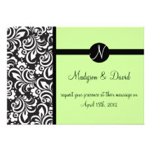 Green wedding invitation monogram