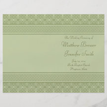 Green Wedding Order of Service & Ceremony Program Full Color Flyer