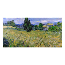 Green Wheat Field with Cypress by Van Gogh Photo Cards
