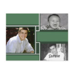 Green & White 3 photo graduation card Postcards