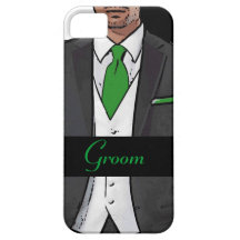 Green white black tuxedo groom iphone 5 case