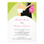 Green & White Bride Bridal Shower Invitation