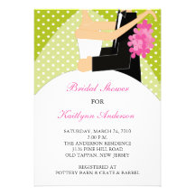 Green & White Bride Bridal Shower Invitation