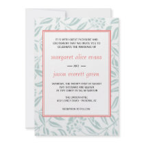 Green/White/Coral Wedding Invitation
