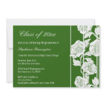 Green white floral graduation party announcement