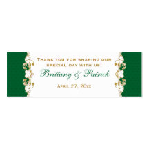 Green White Gold Scrolls, Shamrocks Favour Tag 2 Business Card Templates