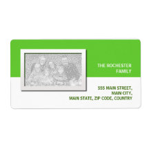 Green & White Photo Labels