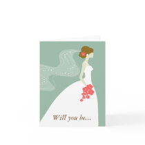 Green, White Pink Will You Be My Bridesmaid? Greeting Cards