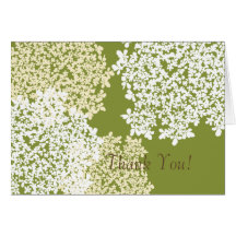Green & White Queen Anne's Lace Thank You Cards